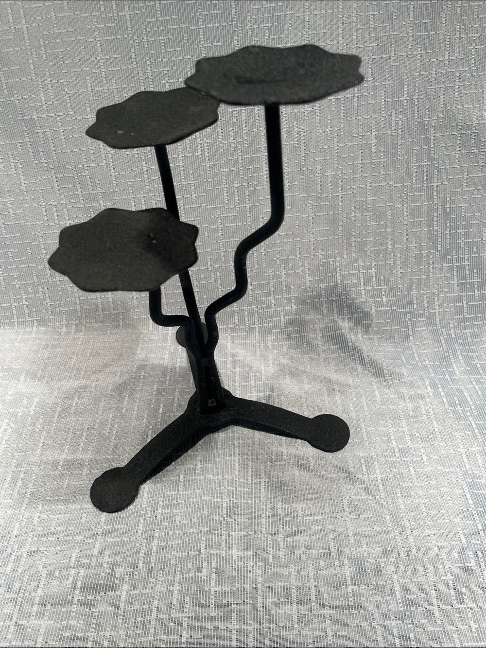 Vintage Wrought Iron Black 3-Tier Cast iron Candle Holder Romantic Evenings